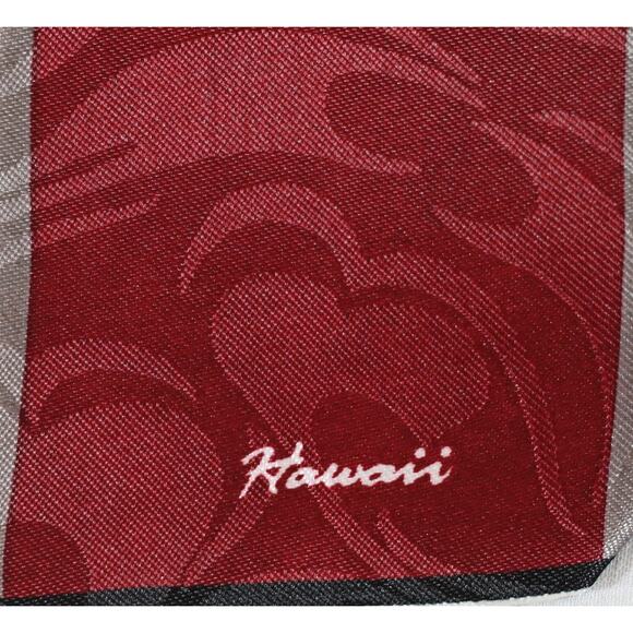 Tropical Hawaii Mens Neck Tie Sangria Red Plaid And Palm Trees - Picture 6 of 8